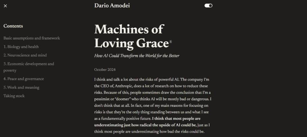 Dario Amodei - Machines of Loving Grace Dario Amodei - Machines of Loving Grace